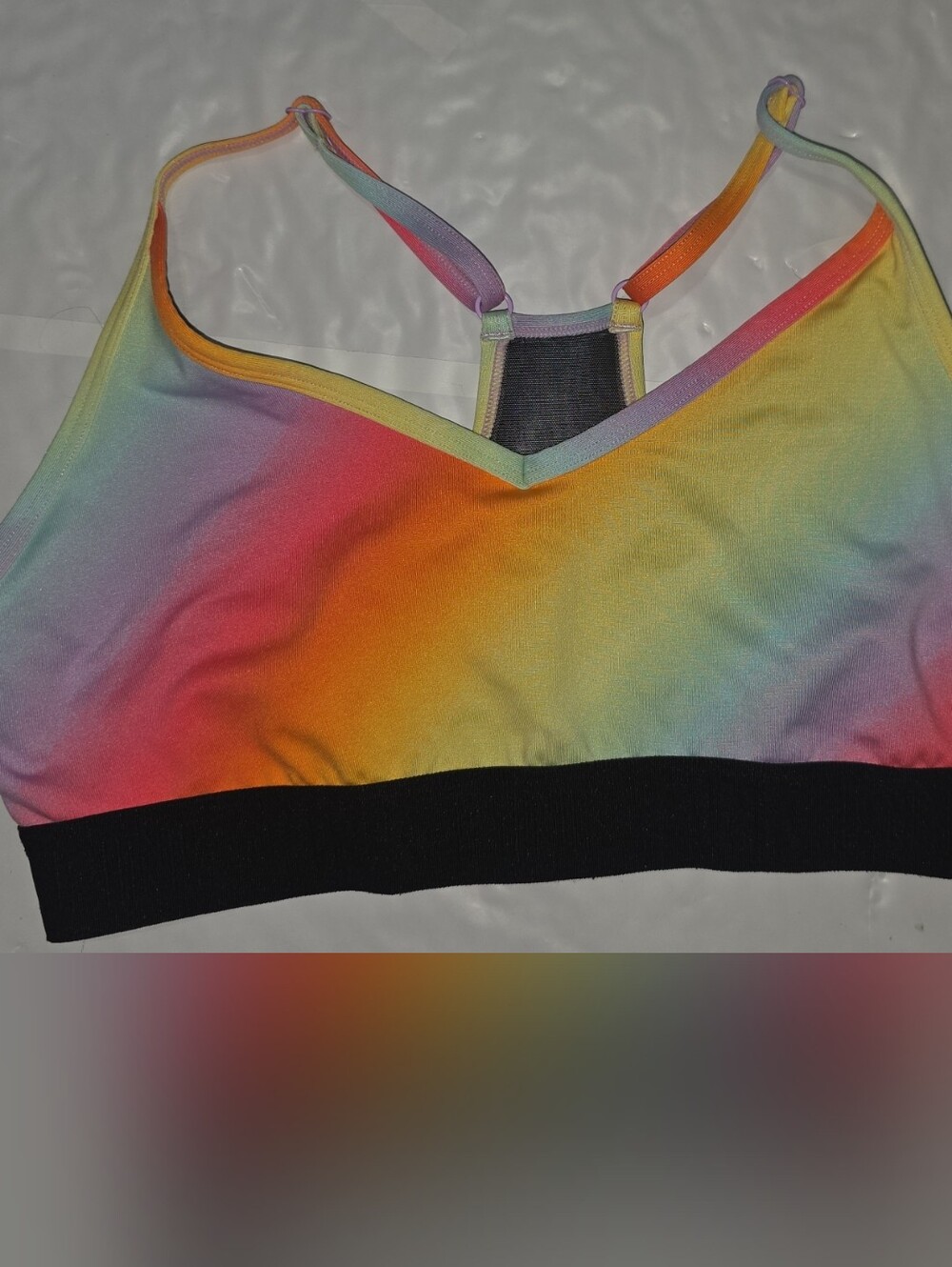 PINK Victoria's Secret Rainbow Ombre Sports Bralette with Black Band